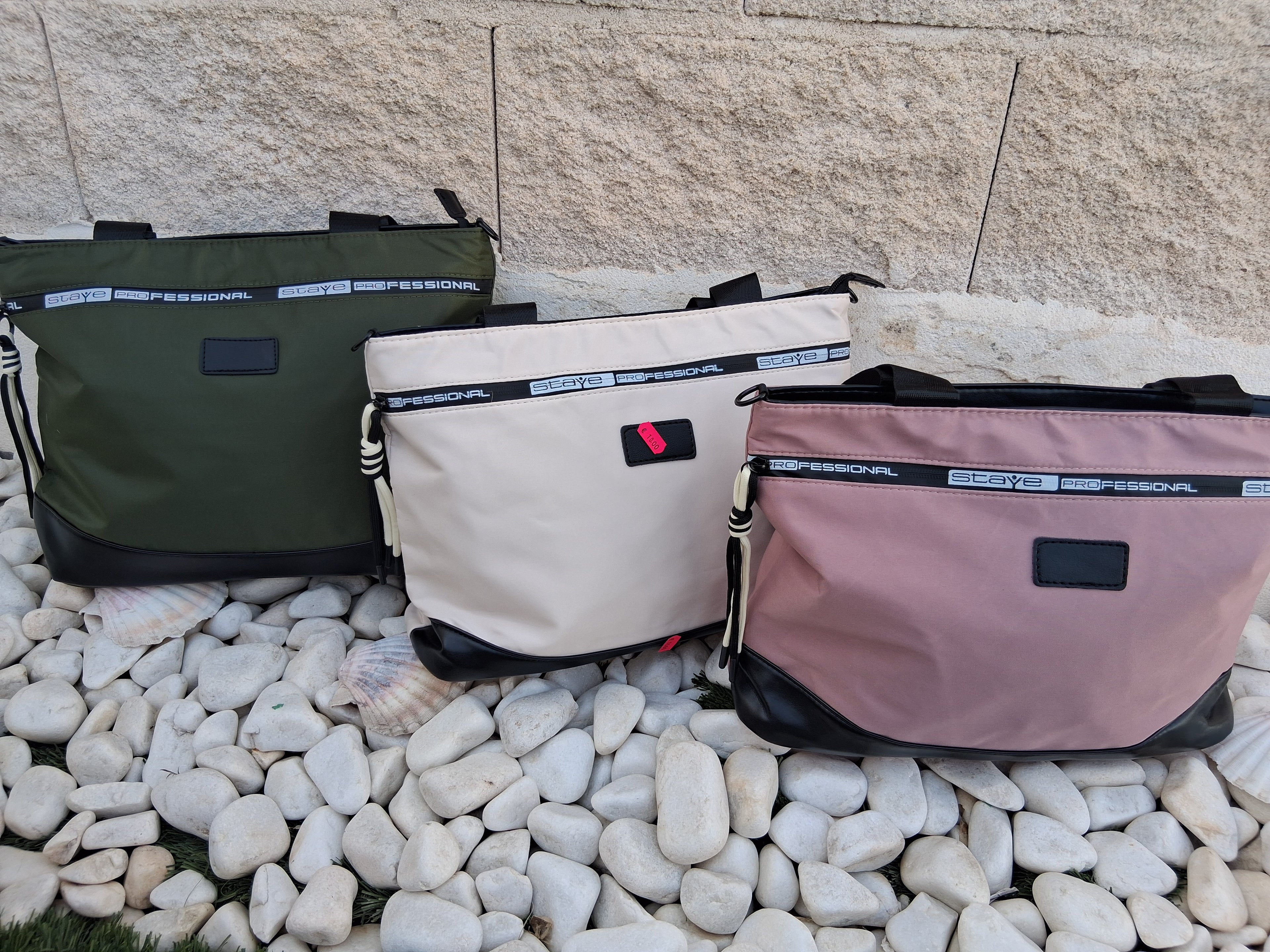 Bolso shopper de tela con cinta decorativa “Stay Professional”